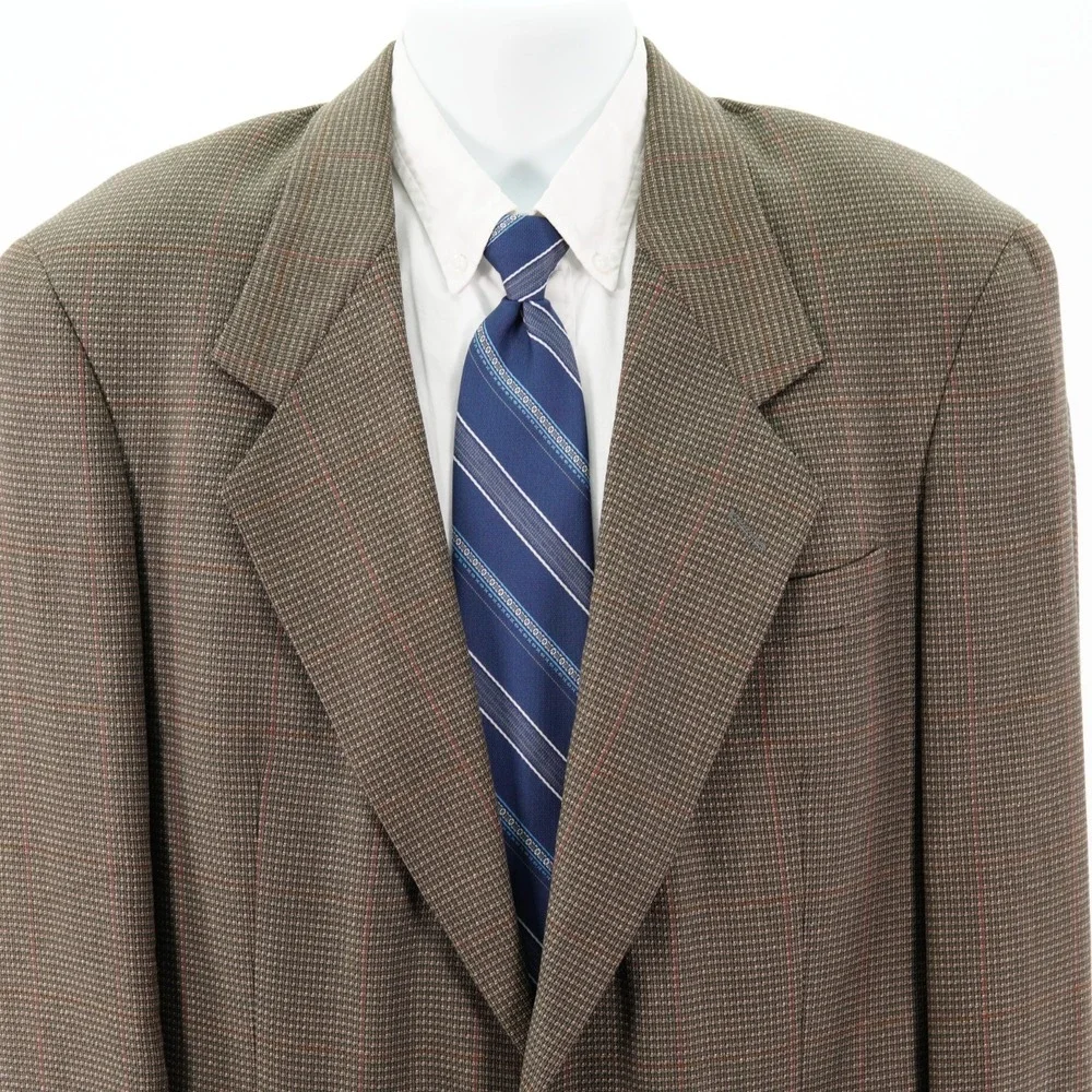 Vintage Christian Dior Monsieur Men Green Tan Check Wool Blazer 40R Sport Coat
